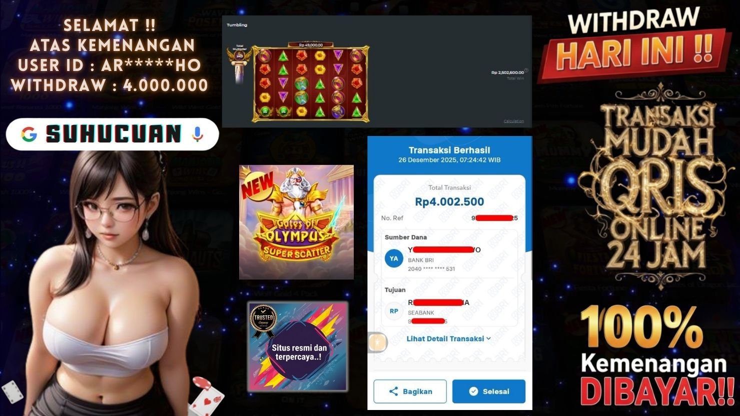 SUHUCUAN JACKPOT SLOT GATES OF OLYMPUS SUPER SCATTER